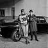 The Batmobile and The Black Beauty from The Green Hornet photo with Adam West and Van Williams, March 1967