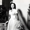 Shirley Temple modeling her wedding dress, September 19, 1945