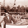 Disneyland Teacup attraction with Steve Allen and his sons, December 1957
