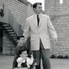 Disneyland Sleeping Beauty Castle photo with Audie Murphy and family, 1956