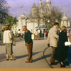 Admiral Joe Fowler in front of Sleeping Beauty Castle, 1950s