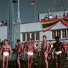 Ed Fury bodybuilding contest photo at beach, 1950s