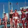 Ed Fury bodybuilding contest photo at beach, 1950s