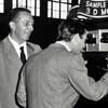 Photo of Walt Disney and John Derek at Nu-Pike Amusement Park in Long Beach, November 1953