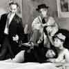 Groucho Marx, Harpo Marx, Chico Marx, and Frank Albertson in Room Service, 1938