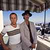 Jane's Addiction members Stephen Perkins and Perry Farrell, Chateau Marmont, room 54 balcony, 1990