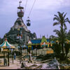 Fantasyland Skyway and building of Chicken of the Sea Ship August 1960