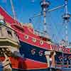 Disneyland Chicken of the Sea Pirate Ship Restaurant and Skull Rock photo, May 1963