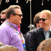 Photo of Modern Family taping at Disneyland with Jesse Tyler Ferguson, Eric Stonestreet, and Aubrey Anderson-Emmons, February 29, 2012