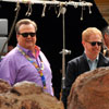 Photo of Modern Family taping at Disneyland with Jesse Tyler Ferguson, Eric Stonestreet, and Aubrey Anderson-Emmons, February 29, 2012