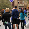 Photo of Modern Family taping at Disneyland with Jesse Tyler Ferguson, Eric Stonestreet, and Aubrey Anderson-Emmons, February 29, 2012