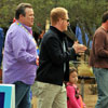 Photo of Modern Family taping at Disneyland with Jesse Tyler Ferguson, Eric Stonestreet, and Aubrey Anderson-Emmons, February 29, 2012