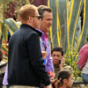 Photo of Modern Family taping at Disneyland with Jesse Tyler Ferguson, Eric Stonestreet, and Aubrey Anderson-Emmons, February 29, 2012