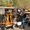 Photo of Modern Family taping at Disneyland with Jesse Tyler Ferguson, Eric Stonestreet, and Aubrey Anderson-Emmons, February 29, 2012