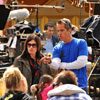 Photo of Modern Family taping at Disneyland with Jesse Tyler Ferguson, Eric Stonestreet, and Aubrey Anderson-Emmons, February 29, 2012