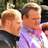 Photo of Modern Family taping at Disneyland with Jesse Tyler Ferguson, Eric Stonestreet, and Aubrey Anderson-Emmons, February 29, 2012