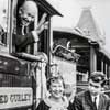 Disneyland Main Street Station with President Eisenhower, Mamie, and grandchildren Mary Jean and David, December 1961