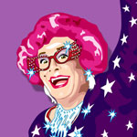 caricature of Dame Edna by Dave DeCaro