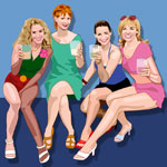 caricature of Sex and the City cast by Dave DeCaro