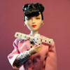 Gene Marshall wearing Star Wardrobe separates Pink Jacket, Black Skirt, Polka Dot Shirt