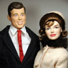Franklin Mint Jacqueline Kennedy vinyl doll in Inauguration outfit with vinyl FM John F. Kennedy doll