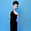 Gene Marshall in Franklin Mint Jacqueline Kennedy vinyl doll Black Sheath Ensemble outfit