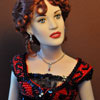 Franklin Mint Titanic Red and Black Gown Rose doll