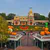 Disneyland entrance, Monorail view, Halloween, October 2011