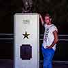 Luke posing by James Dean bust, Griffith Observatory, Hollywood, Summer 1994