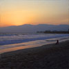 Santa Monica Beach and Pier at sunset Summer 1986