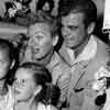 Disneyland opening day with Eve Arden, Brooks West, and daughters Liza and Connie, July 17, 1955