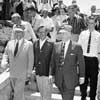 Disneyland opening day photo with Walt at Main Street Train Station, July 17, 1955