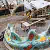 Fannie Mae Dees Park Dragon sculpture, Hillsboro, February 2018