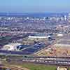 Aerial view of Veteran's Stadium and The Spectrum, Philadelphia, October 2001