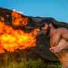 Ryan Moore firebreathing at La Jolla Wind and Sea beach December 2014