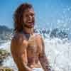 Vince Ramos at Zuma Beach in Malibu, California, June 2015