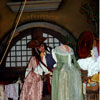 Jack Sparrow hides behind dresses at Disneyland Pirates of the Caribbean