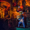 Disneyland Pirates of the Caribbean minstrels and burning city photo, June 2013