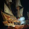 Disneyland Pirates of the Caribbean Pirate Ship attacking a Spanish Town, 1979