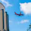 Plane flying over Balboa Park, February 2017