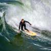 Surfing at Pacific Beach in San Diego, April 2014