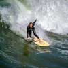 Surfing at Pacific Beach in San Diego, April 2014