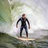 Surfing at Pacific Beach in San Diego, April 2014