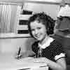 Shirley Temple in her studio trailer, 1939