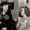 Joan Crawford and Shirley Temple on the set of Little Miss Broadway, June 1938