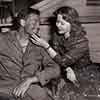 Shirley Temple and John Agar on the set of The Sands of Iwo Jima, 1949