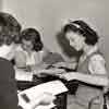 Shirley Temple with her teacher and Mary Lou Isleib on the set of Miss Annie Rooney