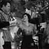 Shirley Temple backstage with John Raitt for Shirley Temple's Storybook Rumpelstiltskin episode, February 1958