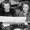 Shirley Temple and her mother at the Brown Derby restaurant in Hollywood