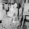 Daughter Linda Susan and Shirley Temple at home on Rockingham Drive, 1949